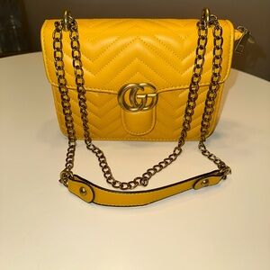 Yellow Quilted Chain Shoulder Bag